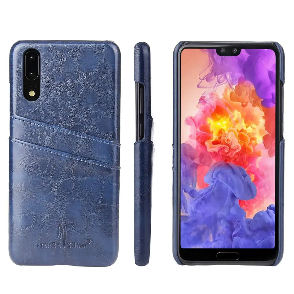 Чехол для Huawei P20 задняя крышка из вощеной натуральной кожи с отделениями карт