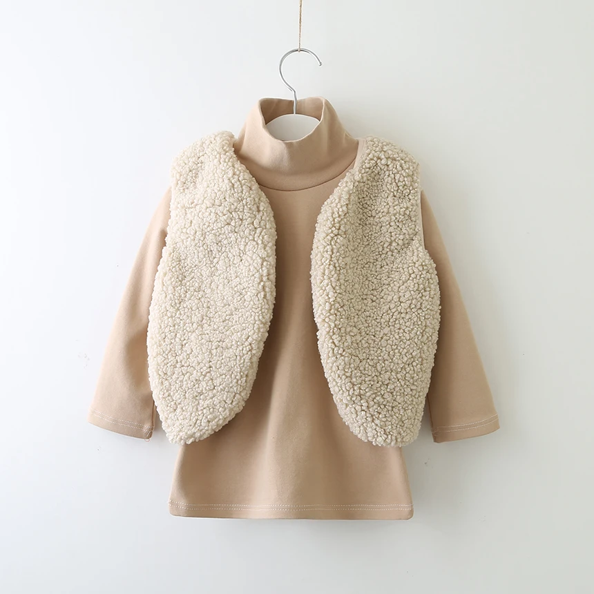 

Children Fashion Clothing Set Kids Winter Wholesale Lots Bulk Clothes Toddler Girl Outfits Long Sleeve T Shirt And Fur Vest