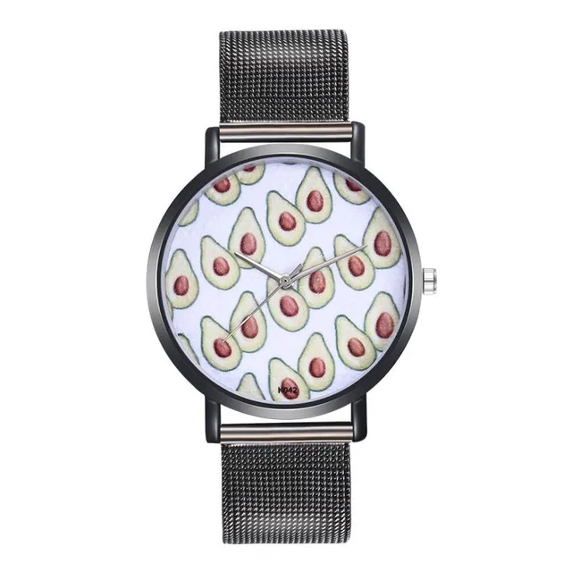 Glass dial Crystal steel Women Bracelet Watches Fashion Avocado Pattern Alloy St Glass dial Crystal steel Women Bracelet Watches Fashion Avocado Pattern Alloy St
