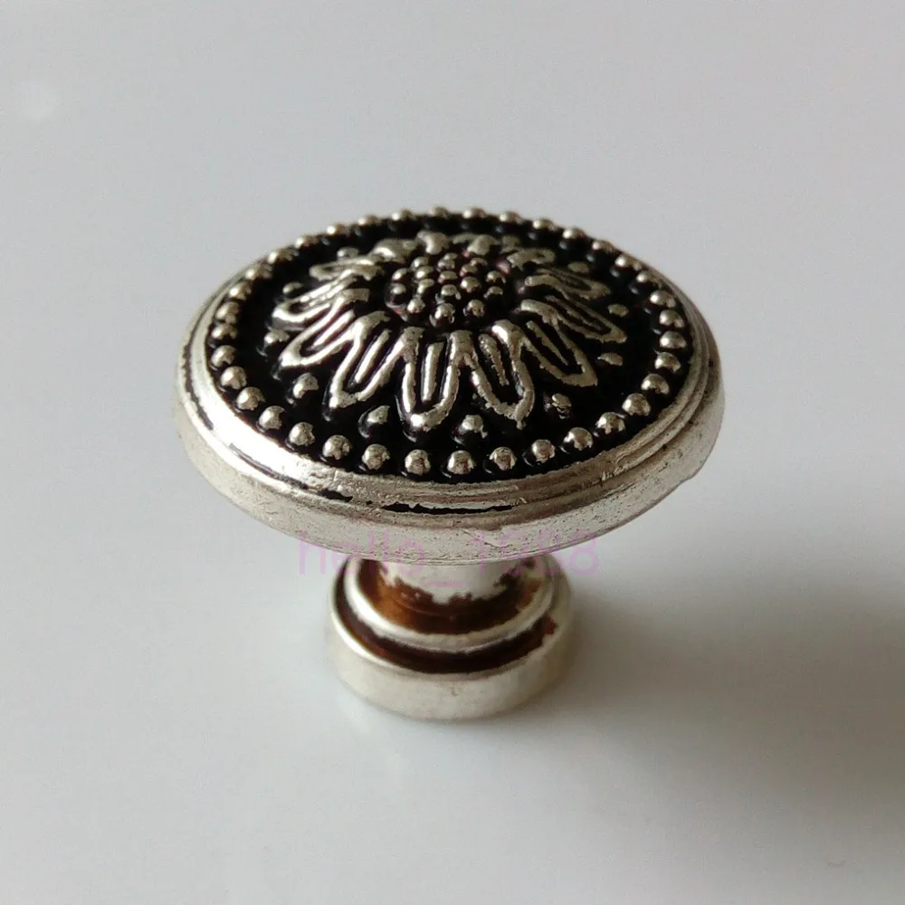 

26mm Antique Black Silver Cabinet Knob Wardrobe Closet Cabinet Door Handle Cupboard Handle Kitchen Drawer Handle Knob H1255-F