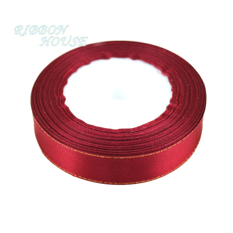 Luxurious 20mm White Satin Ribbon with Gold Edge - 25 Yards of High-Quality Gift Packaging Ribbon (Wholesale)