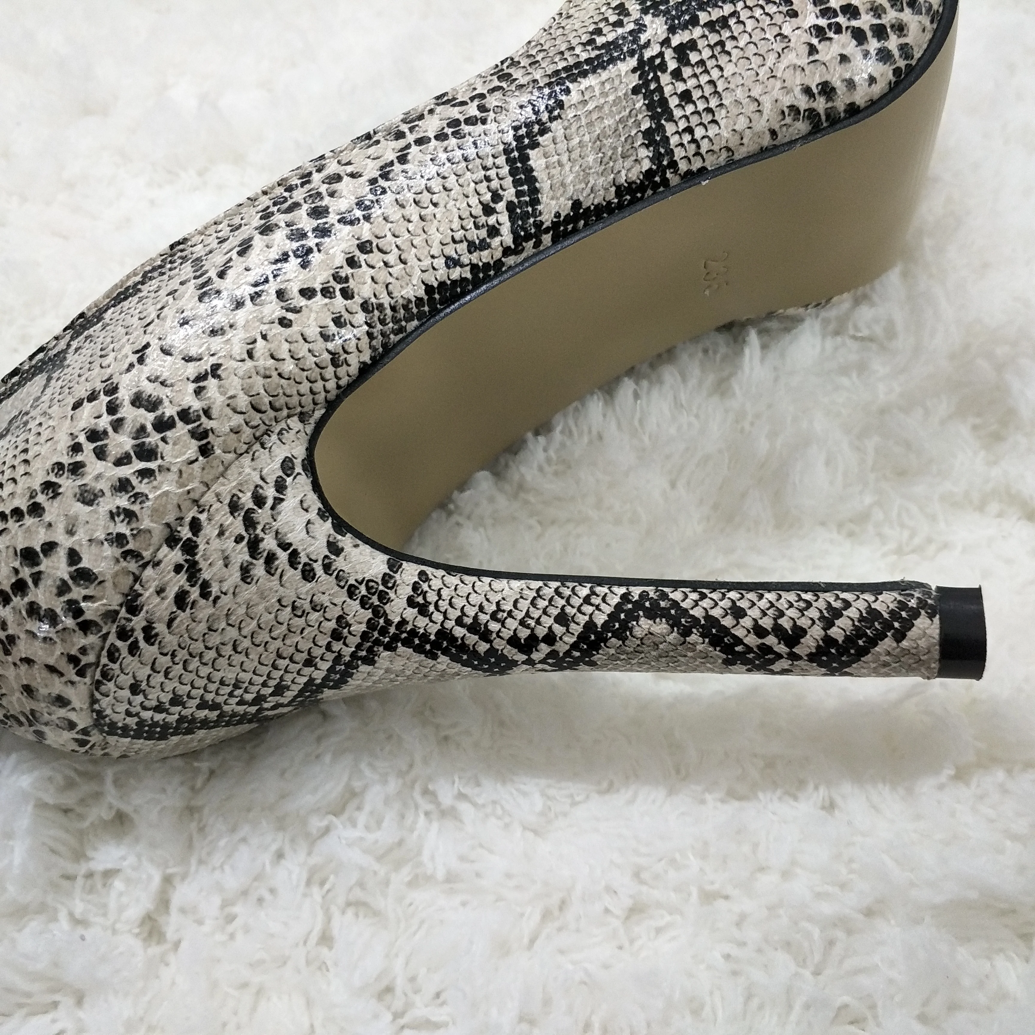 Women Stiletto Thin High Heel Pumps Sexy Grey Snakeskin Fashion Party Bridals Ball Lady Shoes P16e