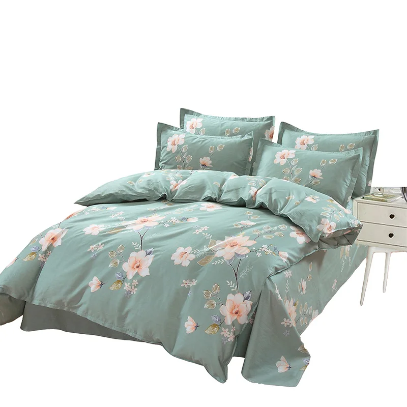 Modern Style Light Green Print Bedlinens High Quality Sanding 100