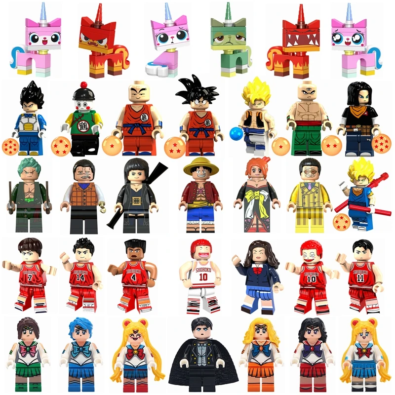 

Anime Legoing Dragon Ball Unikitty Slam Dunk Sailor Moon Plaque Legoing Figures Building Blocks Toys for Children With Legoings