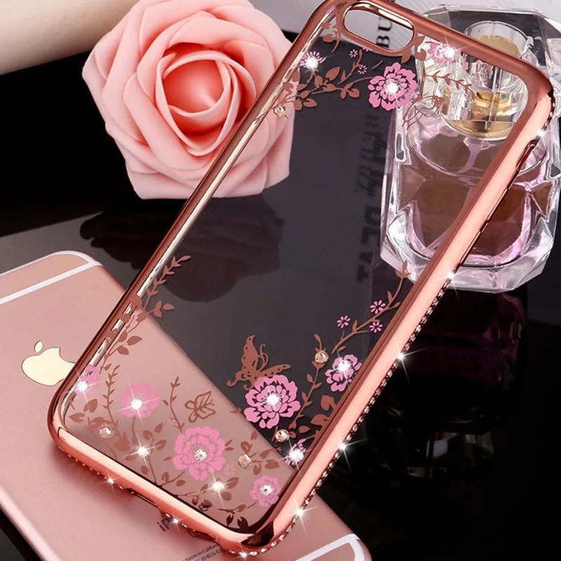 

Glitter Phone Case For IPhone 7 Case Iphone X XS XR XS Max 6S 7 8 Plus Diamond Flower Soft Bling Silicone Cover For Iphone 8