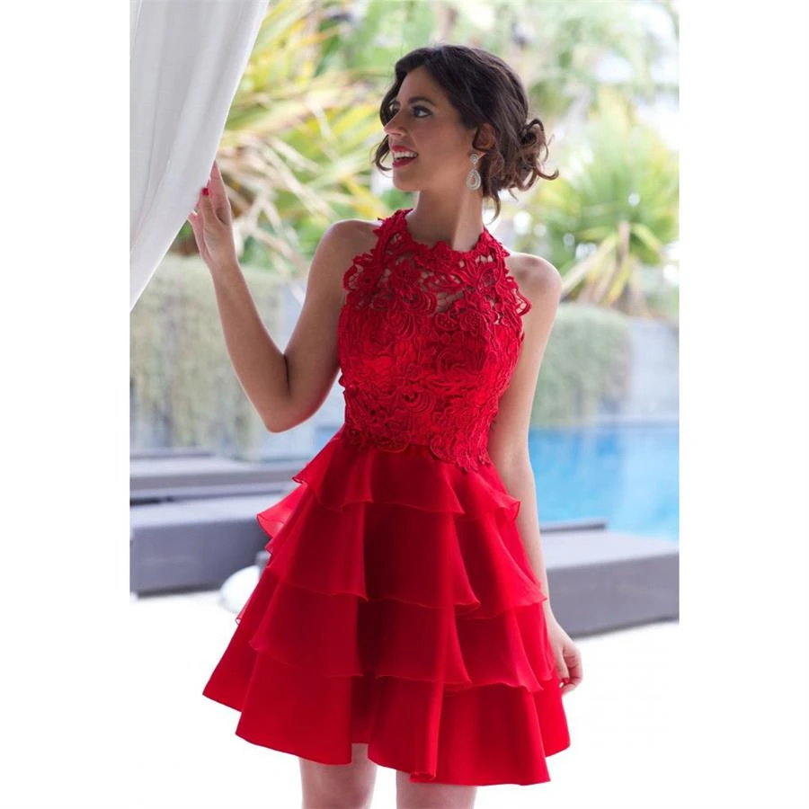 Capas vestidos fiesta 2016 Sexy vestido de rojo encaje Semi Formal del vestido de graduación para la barato sin mangas para el partido|dress tutu|dress birthdaydress designs for women - AliExpress