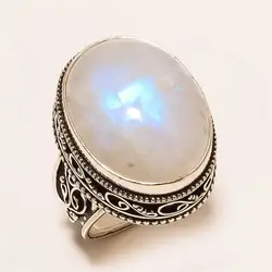 Лунный камень кольца для Для женщин Винтаж Тибетский кольцо капли воды белое кольцо с камнем леди Модные украшения оптом Anillos mujer E5S096
