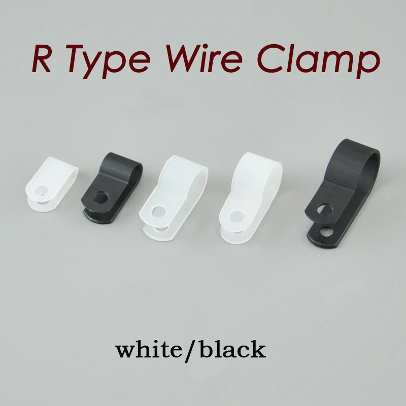 100 шт. 5,3 мм r-тип нейлоновый кабельный зажим 3/1" прозрачный белый r-тип кабельный зажим Кабельные Зажимы