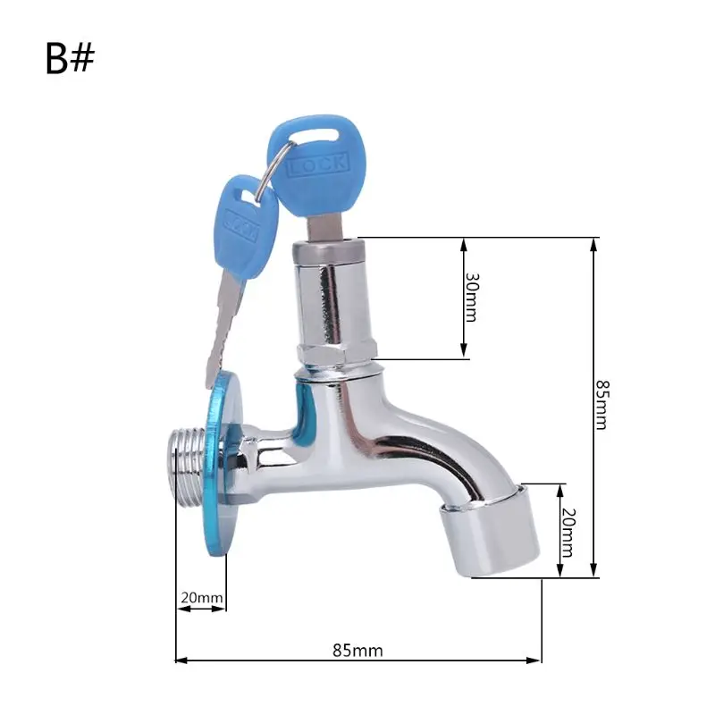Наружный Противоугонный кран для раковины с замком и одной ручкой с замком, домашний кран для мытья воды - Цвет: B