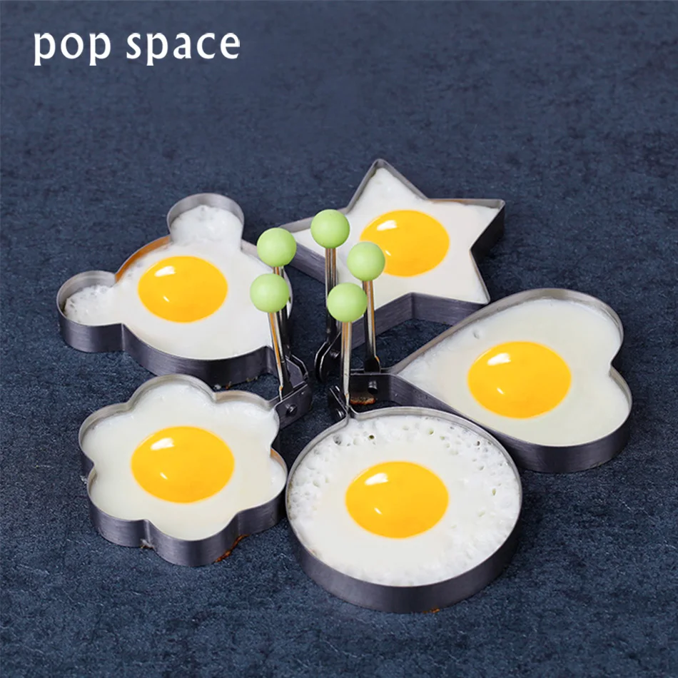 

pop space 1 set Stainless Steel Cute Shaped Fried Egg Mold Pancake Rings Mold Kitchen Tool Cooking Tools Kitchen Gadgets