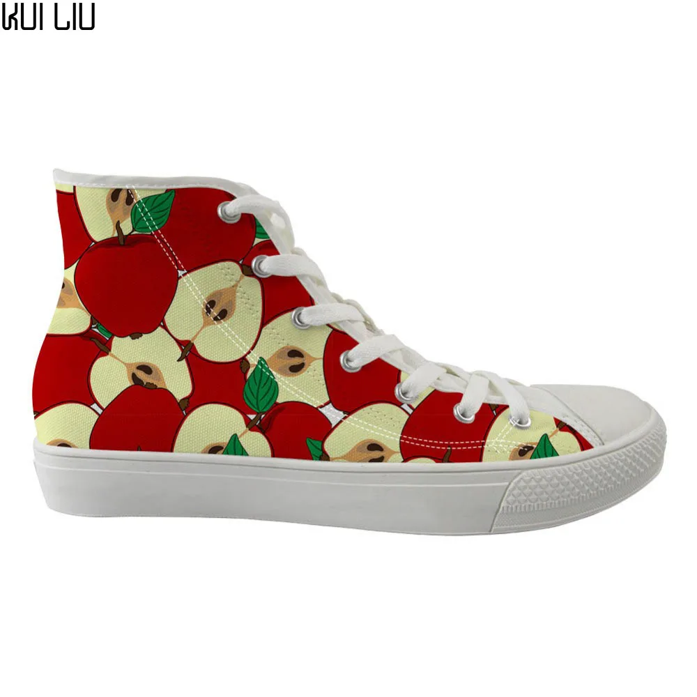 

Customized Vivid 3D Fruit Pattern Women High Top Flats Shoes Woman Leisure Canvas Vulcanized Shoes Comfort Ladies Zapatos Mujer