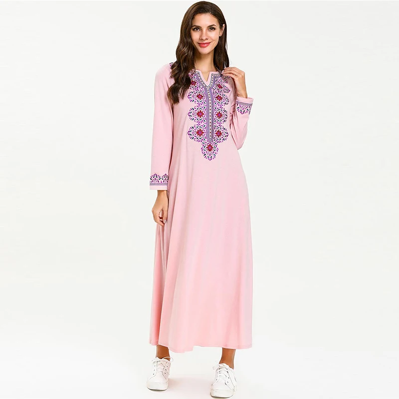 Женское мусульманское платье с цветочной вышивкой Abaya элегантное Кафтан в Дубае