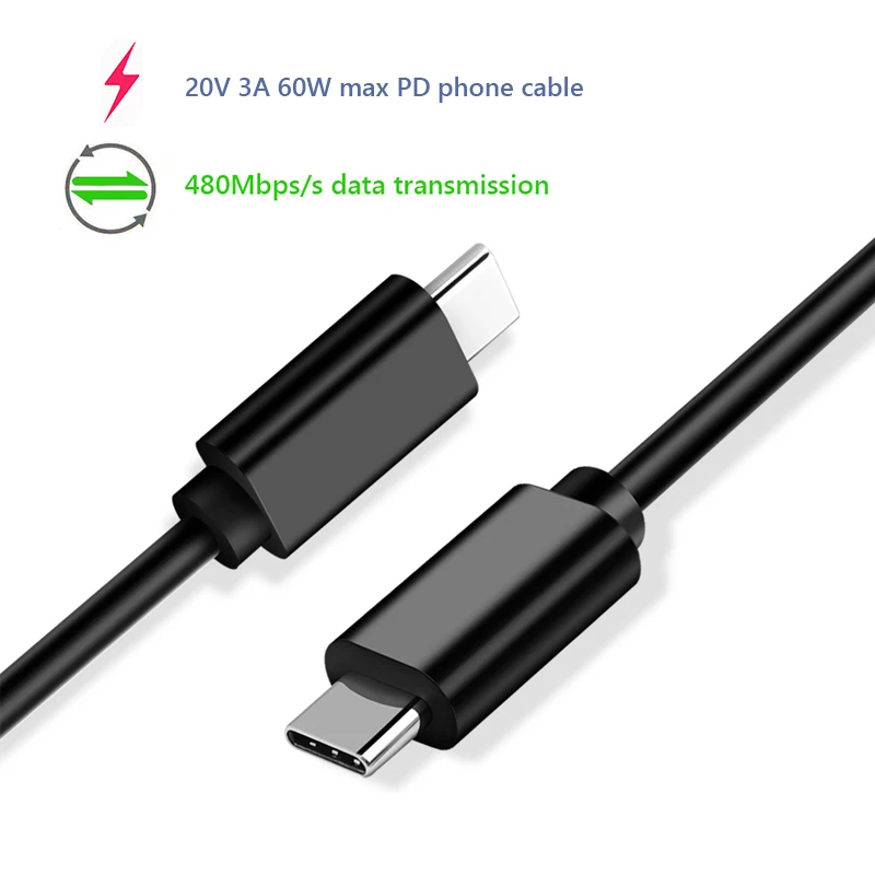 

USB type C PD power delivery phone cable 20V 3A 60W fast quick charge data transmission for Macbook Samsung S9 Huawei Mate 20