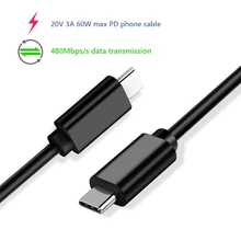 USB type C PD power delivery phone cable 20V 3A 60W fast quick charge data transmission for Macbook Samsung S9 Huawei Mate 20