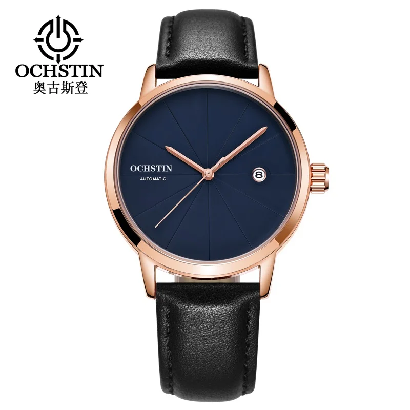 Мужские часы класса люкс от топ бренда ochdin, модные механические часы для мужчин, повседневные мужские автоматические наручные часы relojes hombre 6025 - Цвет: black blue