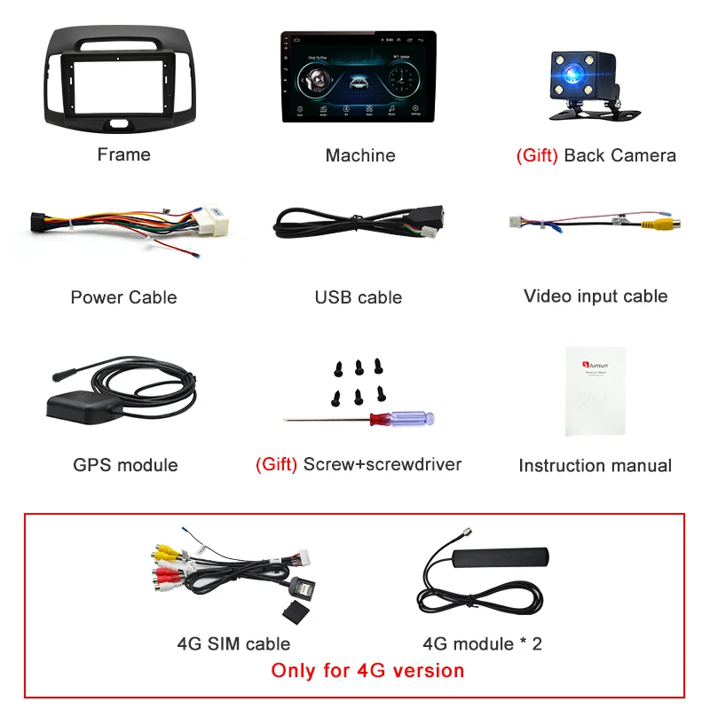 Excellent Junsun 2G+32G Android 8.1 4G Car Radio Multimedia Video Player Navigation GPS WiFi 2 din For Hyundai Elantra HD 2006-2010 no dvd 5