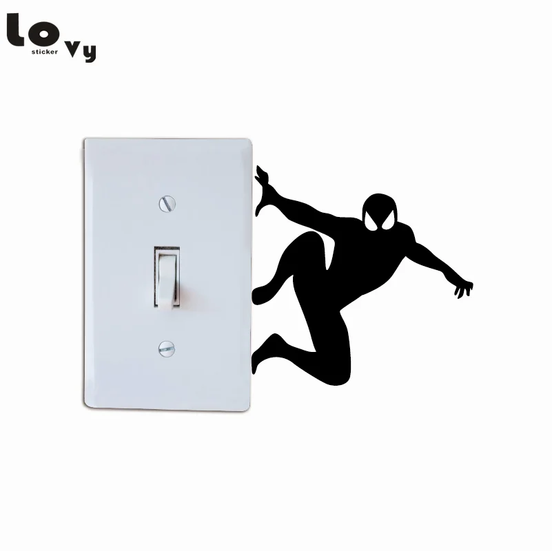 Creative Spiderman Silhouette Light Switch Sticker Cartoon ...
