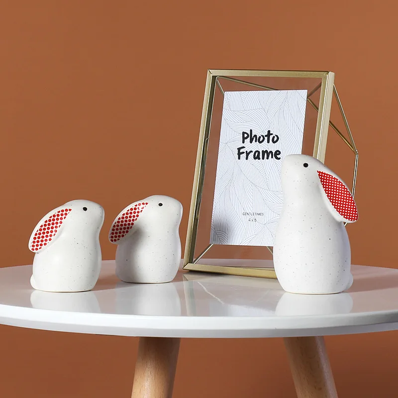 

Cute Ceramics Rabbit Small Ornaments Nordic Style Decoration Manual Crafts Home Desktop Adornment Sculpture Gifts