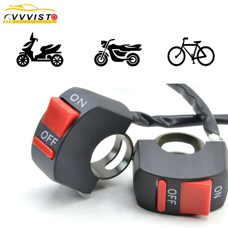 

VVVIST Bike Motorcycle two-wire Flameout switch Handlebar Flameout LED Switch ON OFF Button For Motorcycle ATV Bike DC12V/10A