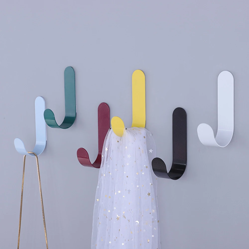 Self Adhesive Home Kitchen Wall Door Iron Holder Hook Hanger Perfect for Bathroom Door Wall Convenient Door Hook