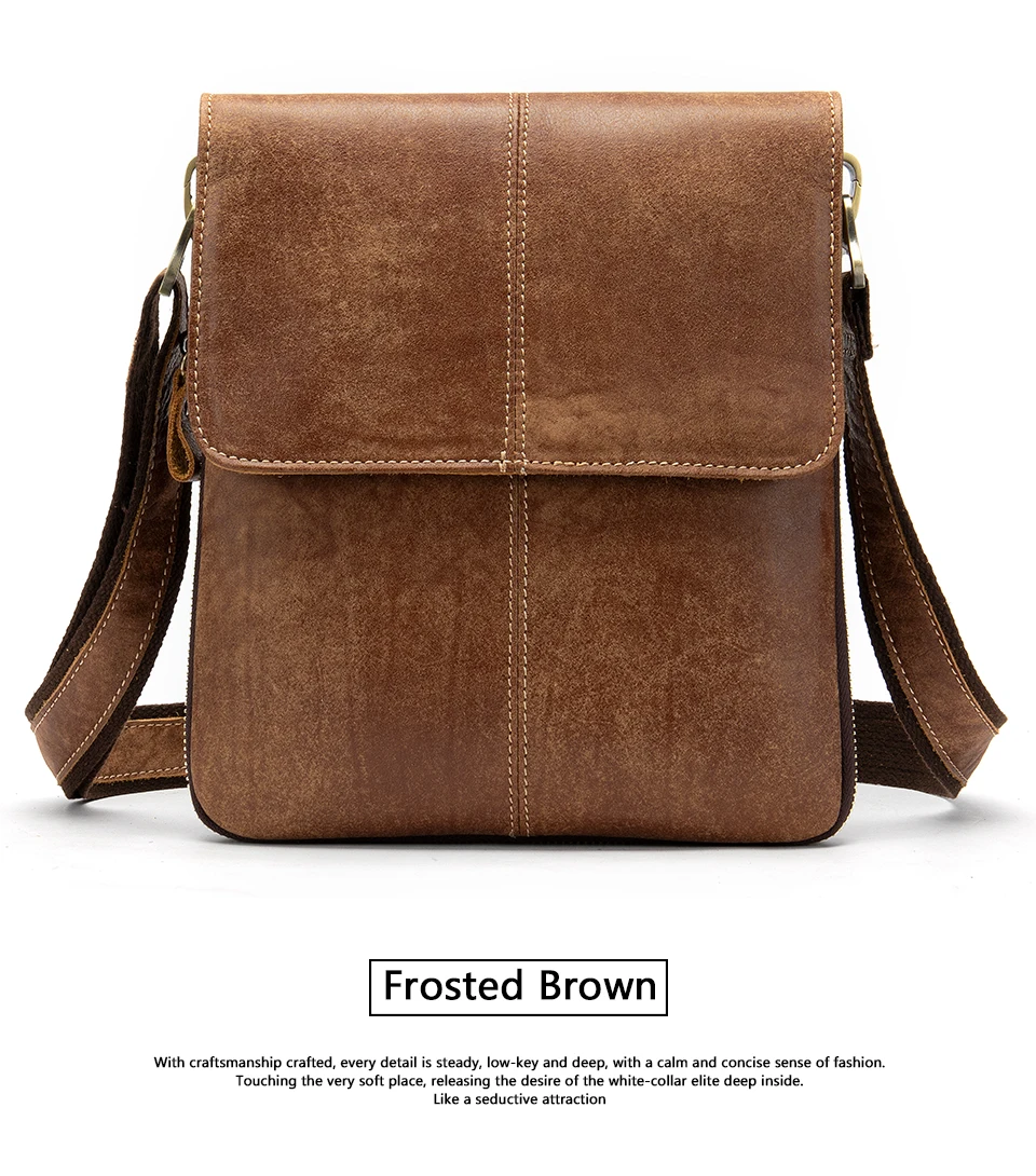 18 Men's Genuine Leather Shoulder Bag Cover & Zipper Leather Crossbody Bags for Men Messenger Bag Men Shoulder Bags Male Flap