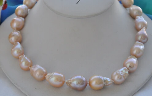 

0001906 24mm baroque pink reborn freshwater pearl necklace 18inchs (A0322)