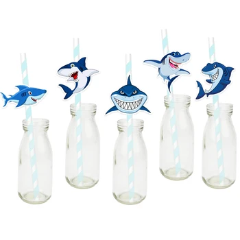 

Shark Theme Party Straw 25PCS For Paper Straws Birthday Decoration Party Festive Supplies Paper Drinking Straws Event Supplies