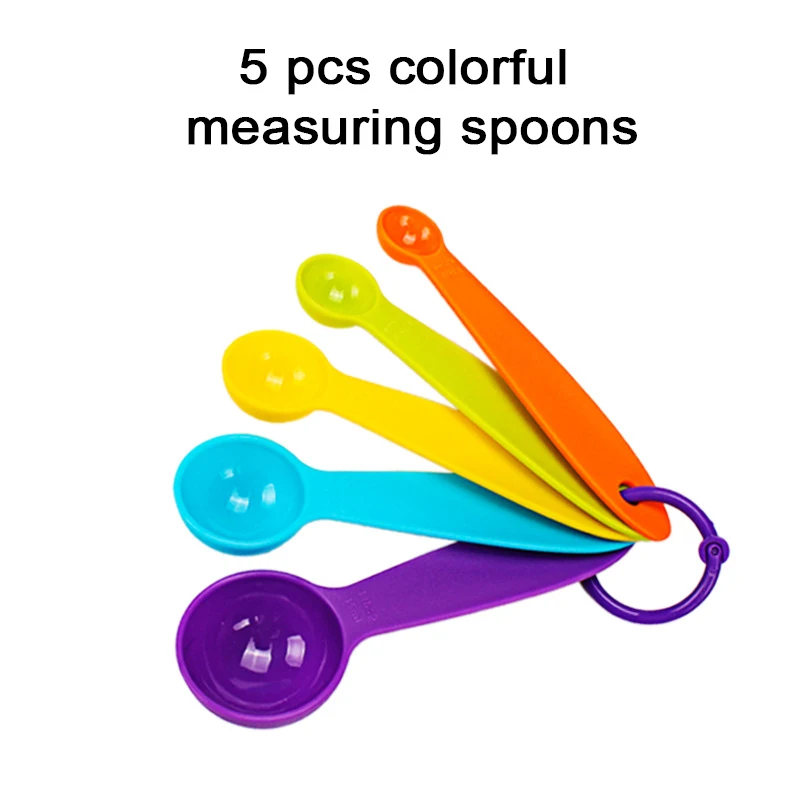 

5pcs/set Measuring Spoons Colorful Plastic Measure Spoon Super Useful Sugar Cake Baking Spoon Kitchen Baking Tools Utensil Set