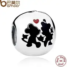 BAMOER Populares Plata Esterlina 925 Encantos Minnie & Mickey Siempre Encantos para Niños Collar Pulsera Accesorios PAS255