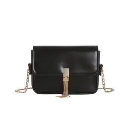Женская сумка-мессенджер с кисточками, модная сумка на одно плечо, маленькая квадратная сумка с цепочками, сумки через плечо для женщин, bolsa