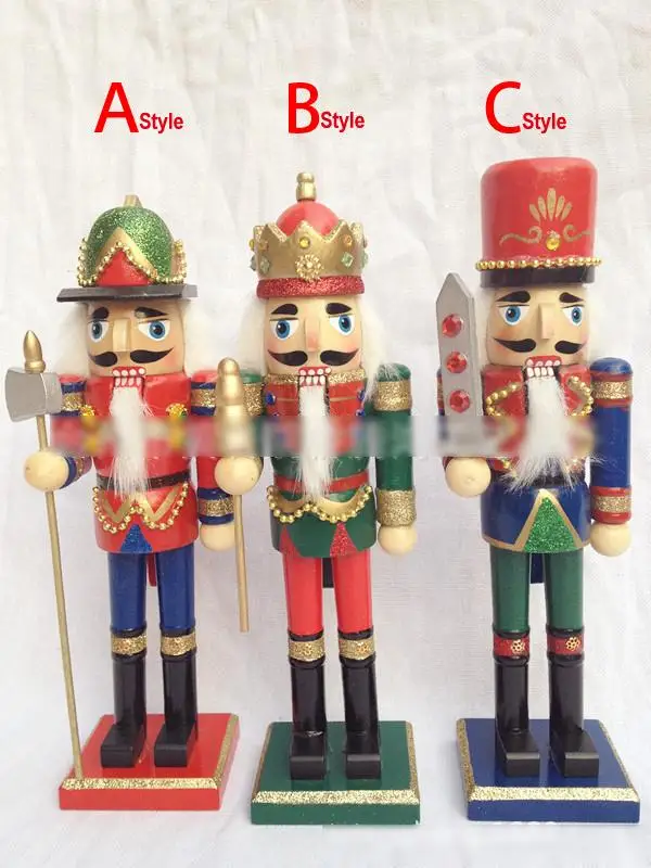 

HT048 free shipping Action & Toy 25cm painted wooden nutcracker walnut puppet soldiers ornaments Christmas gift