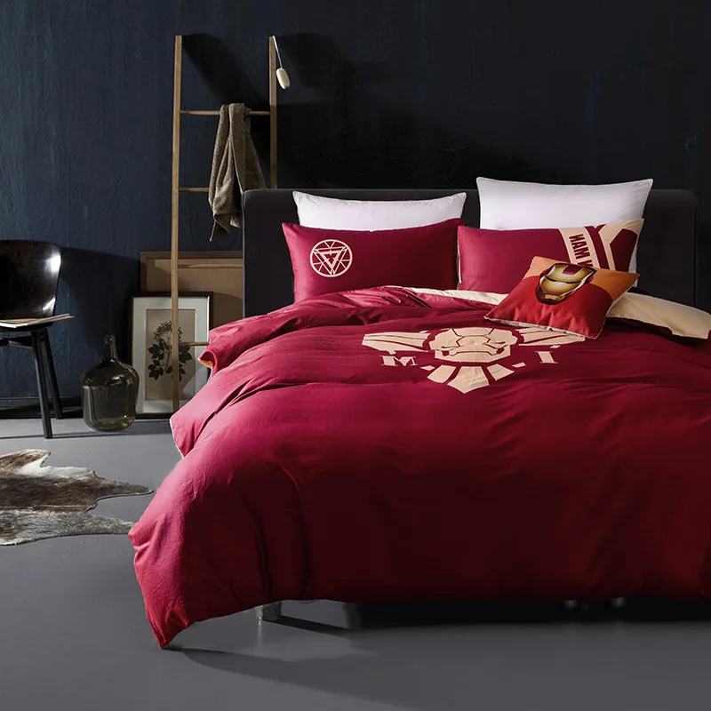 Super Heroes Bedding Set Iron Man Night Luminous Duvet Cover Glow