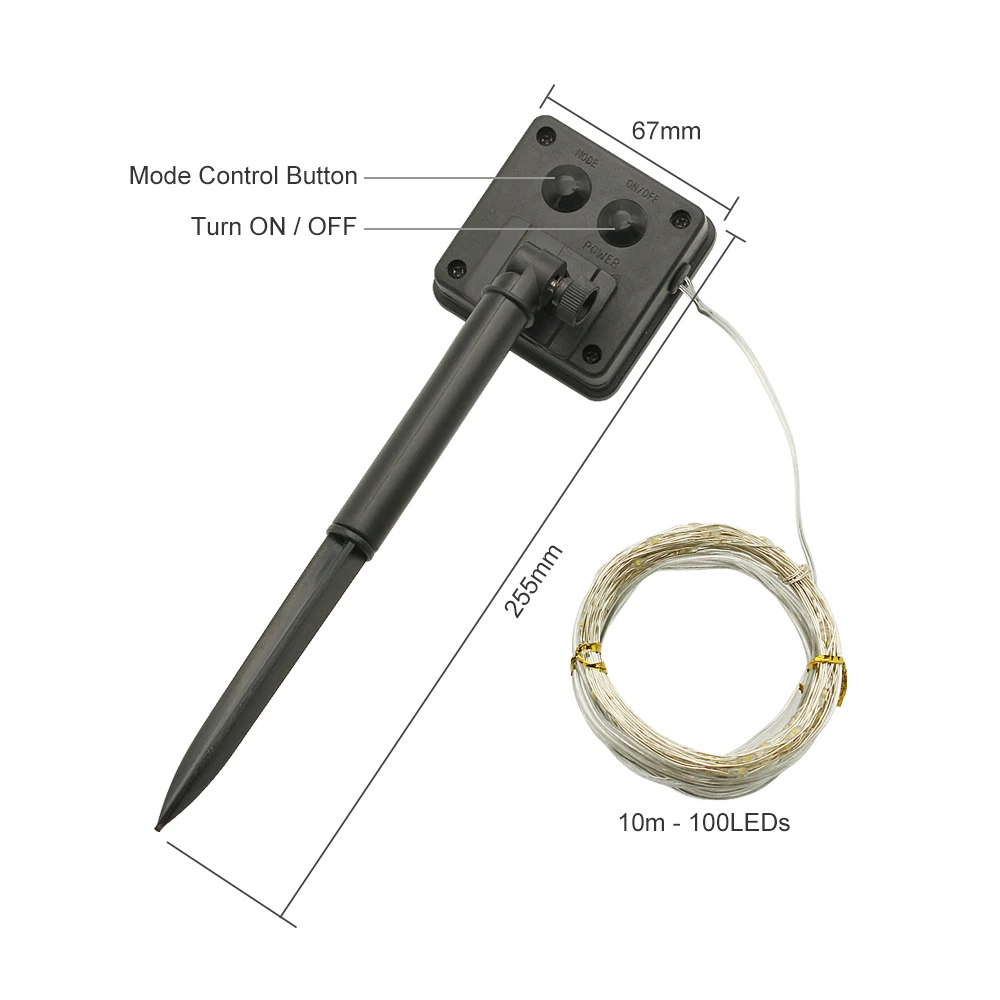 Гирлянда на солнечной батарее 10 м 100 светодиодов Серебряная проволочная гирлянда сказочные огни на солнечных батареях водонепроницаемые