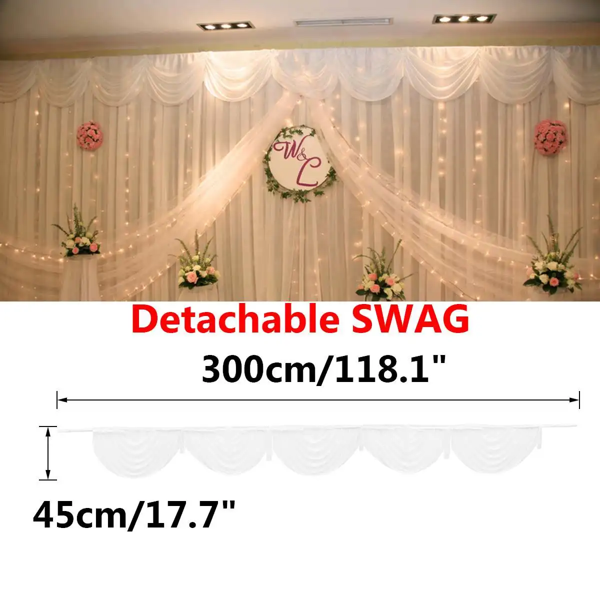 

Wedding decor Silk Sheer Drapes Panels Hanging Curtains Party Backdrop Decoration Drape Big Events Background Cloth 300X45cm