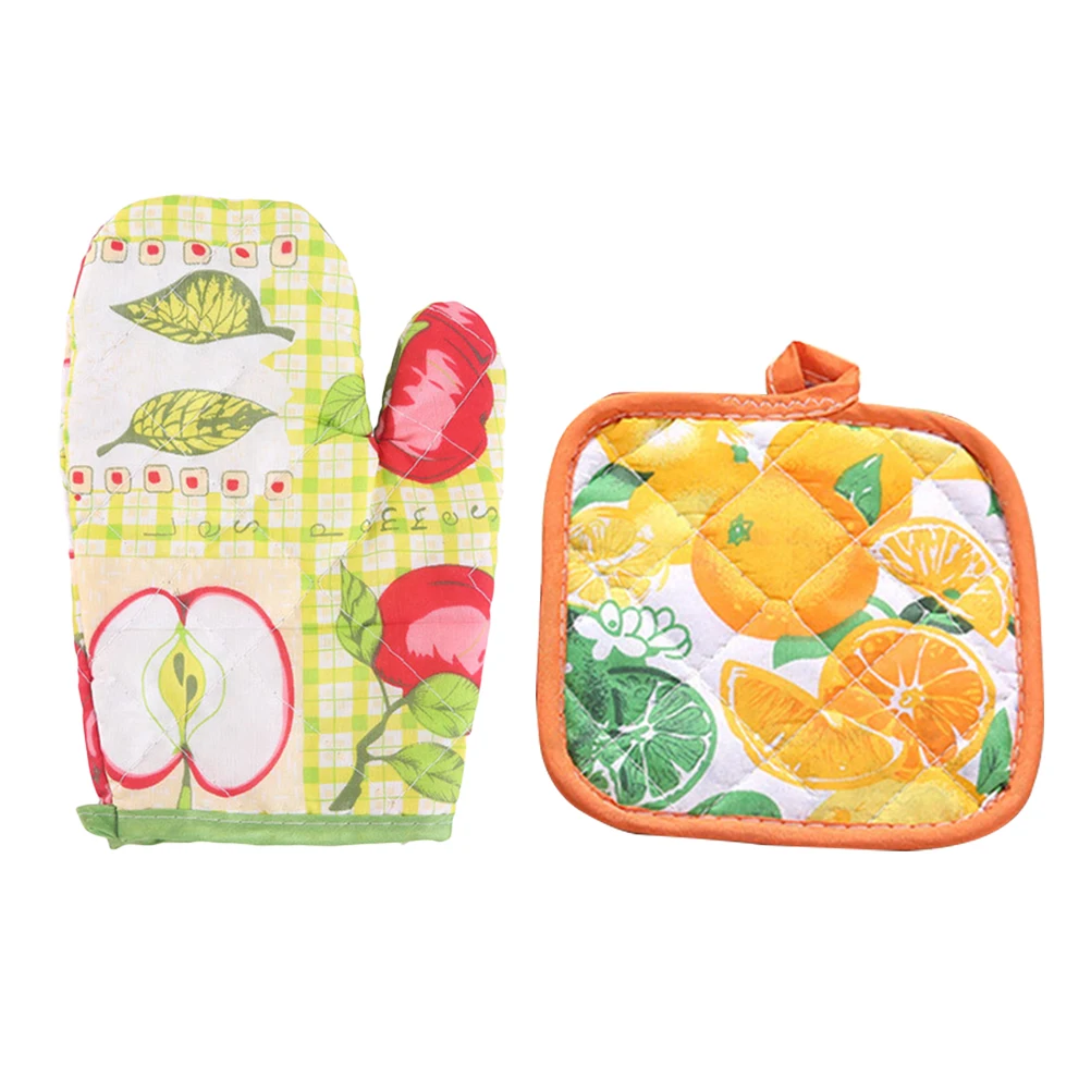 

1set Glove & Mat Set Practical Thicken Microwave Insulation Mat Glove Home Kitchen Decor