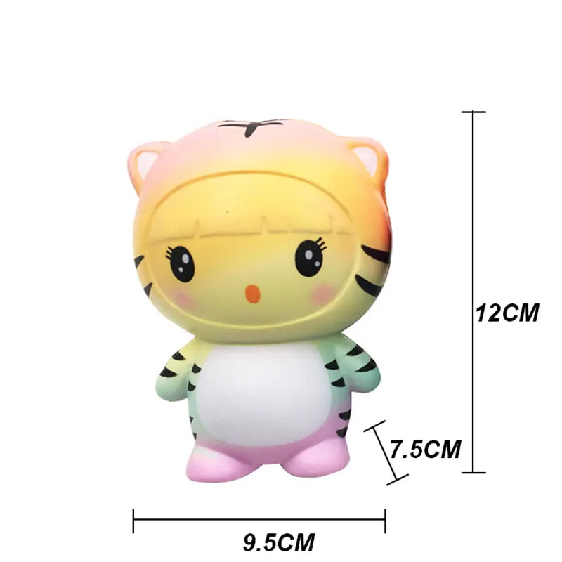 2 фото/Набор Kawaii Тигр мягкое PU мультфильм игрушки Мягкая мини медленно поднимающаяся новая кукла 12 см снятие стресса Забавный подарок украшение
