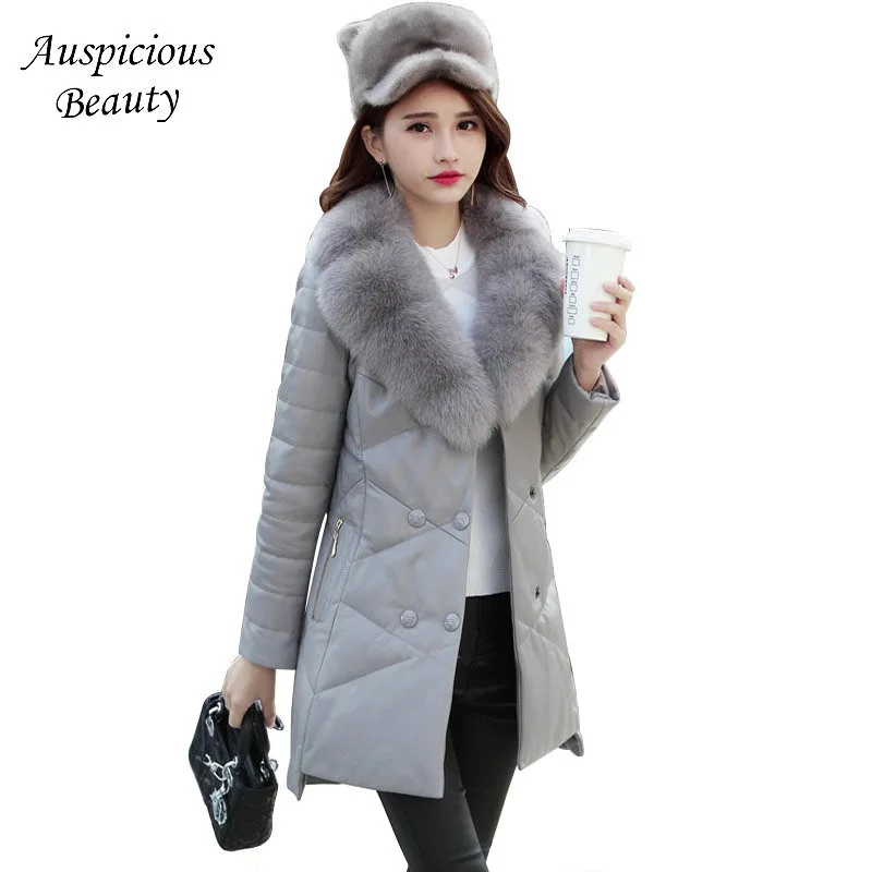 2017 New Sheepskin Women Winter Down Coats Fur Collar