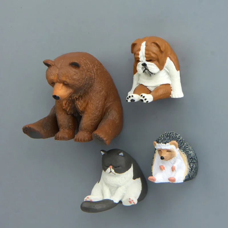 Сидящий медведь, кошка, собака, ежик, слон, магниты на холодильник с изображением животных, белая доска, наклейка, магниты на холодильник, подарки для детей, украшение дома