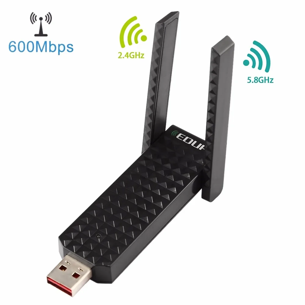 EDUP EP-AC1625 600 Мбит/с 2,4 г/5 ГГц двухдиапазонный беспроводной 11AC USB 2,0 адаптер Сетевая карта с 2 антеннами для ноутбука/ПК