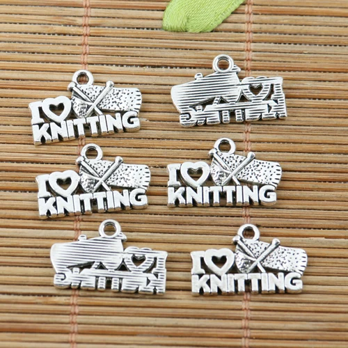 

32pcs tibetan silver tone I LOVE KNITTING charms EF2236