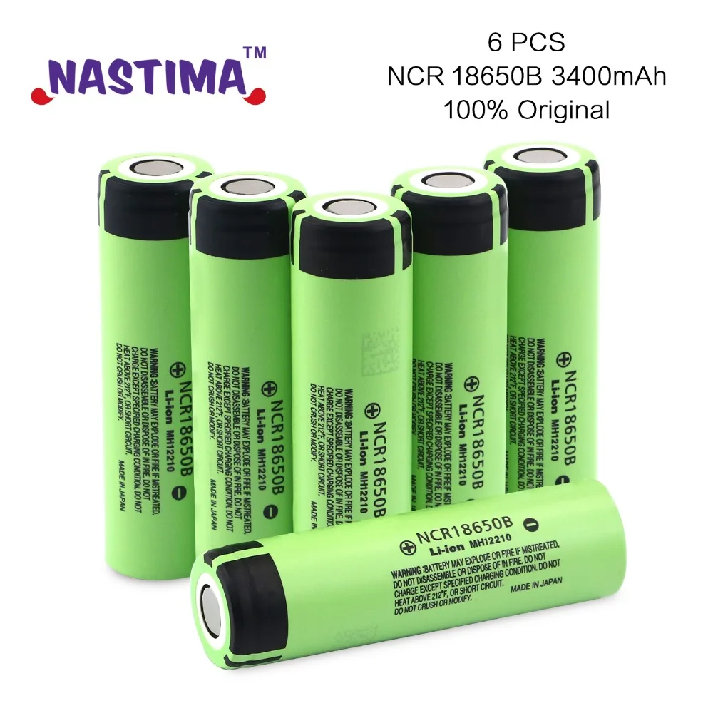 NASTIMA 6 шт. NCR18650B 3400 мАч 3,7 в литий-ионная аккумуляторная батарея для Panasonic светодиодный фонарик E-Cigarrettes NCR18650B