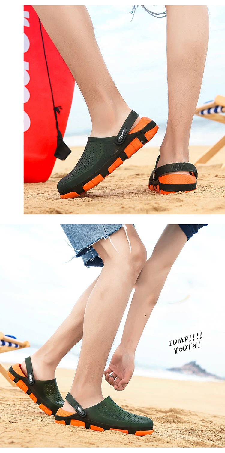 Летние сандалии; мужская повседневная обувь; дышащие пляжные шлепанцы; прозрачная обувь для улицы; модные водонепроницаемые сандалии; мужская обувь на плоской подошве; Zapatos De Hombre