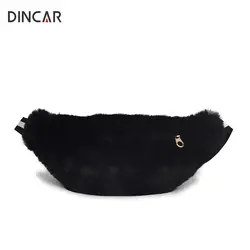 DINCAR Для женщин поясная сумка имитация норки талии мешок искусственный мех на груди мешок Женская зимняя обувь Повседневное сумки на ремне