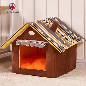 

New Fashion Striped Pet Cat Dog Bed House Removable and Breathable Waterproof Soft Sofas For Small Medium Dogs Pet Supplies