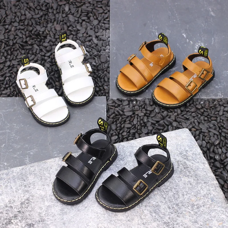 

2018 New Summer Childrens Sandals Korean Metal Buckle Boys Sandals Girls Shoes Kids Sandals Leather Toddler Sandals EUR21-30#