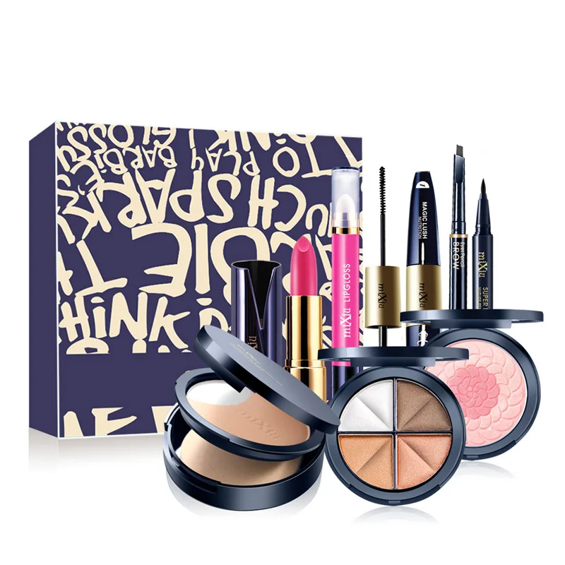 

8 PCS Makeup Set Cosmetic Set Of Lipstick Make Up Kit Lip Gloss Mascara Eyeshadow Eyebrow Powder Korean Gift Sets Of Cosmetics