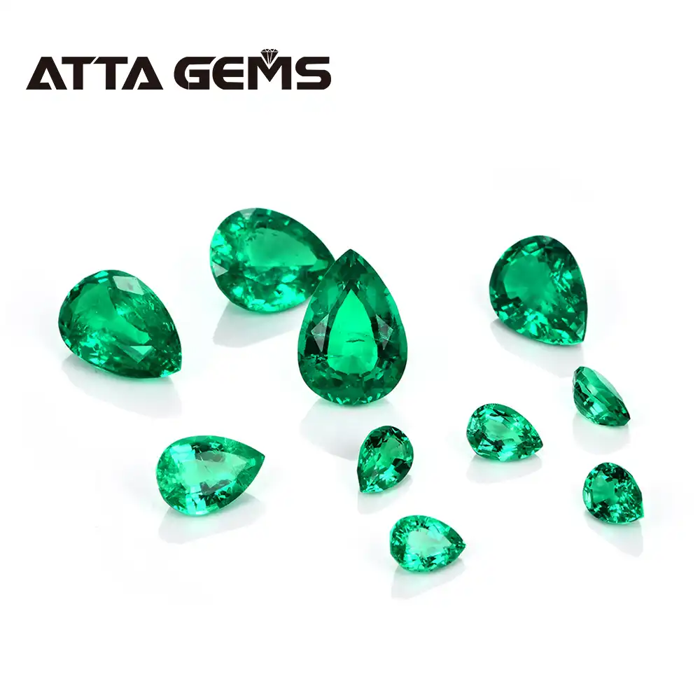 Emerald  faceted pear bead  7-9mm 7pcs
