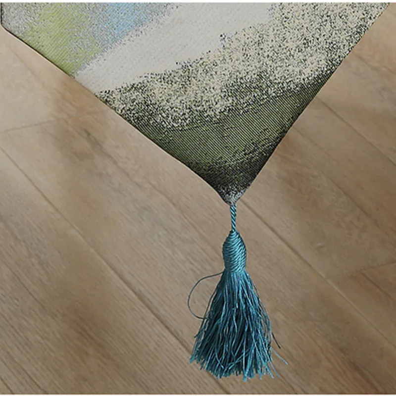 European Style Jacquard Table Flag Dust Cover Contracted End Of Bed Table Runner Tassel Tablecloth For Wedding Party Home Decor