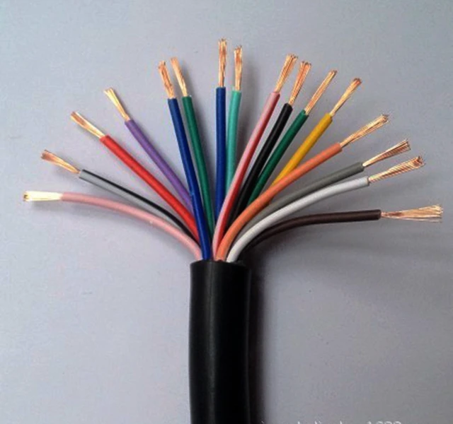 20 AWG 0.5MM2 RVV 2/3/4/5/6/7/8/10/12/14/16/18 Cores Pins Copper Wire Conductor Electric RVV Cable Black