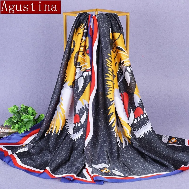 

silk fashion Scarf women summer shawls for wrap Hijab cape female scarves snood sciarpa stoles animal print foulard femme sjaal